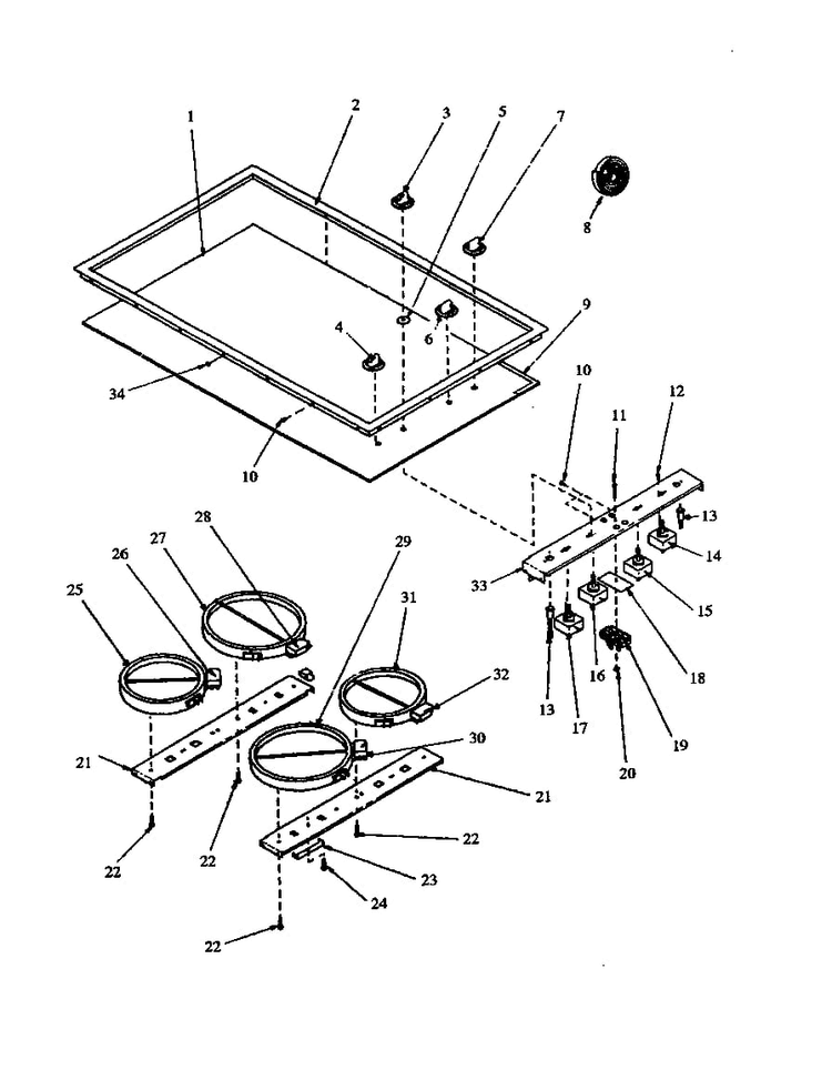 Control Panel Diagram and Parts List for AK2H35E1-P1131547NE  Amana Cooktop