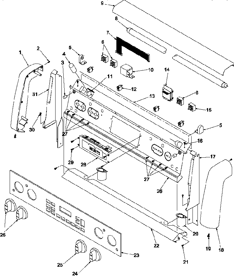 Backguard Diagram and Parts List for ARTC8600E P1143434NE Amana Range