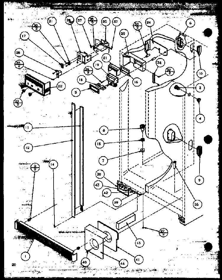 Refrigerator/freezer Controls And Cabinet Parts Diagram and Parts List for SBD20MW-P1120201WW  Amana Refrigerator