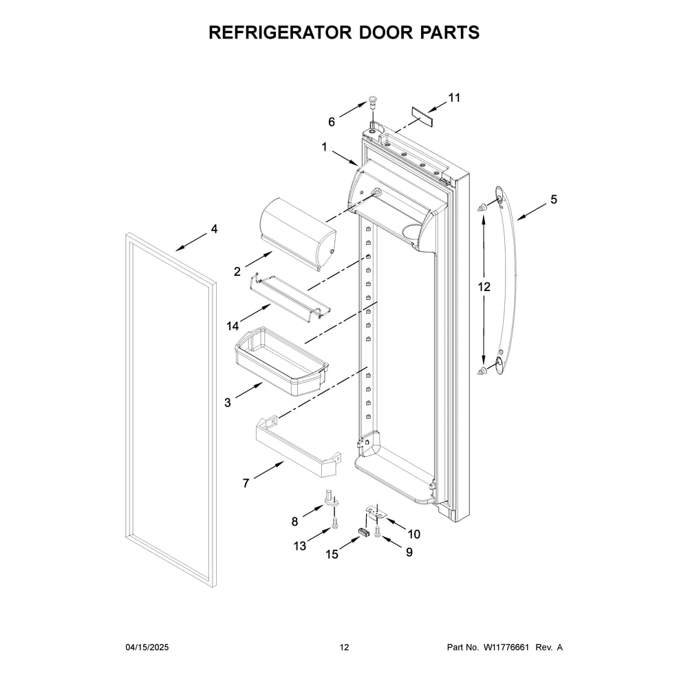 Refrigerator Door Parts Diagram and Parts List for MRSF4036PW02  Maytag Refrigerator