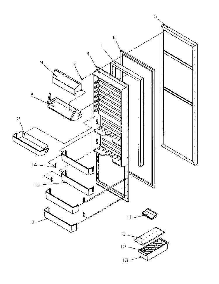 Refrigerator Door Diagram and Parts List for SXD22S2E-P1190416WE  Amana Refrigerator
