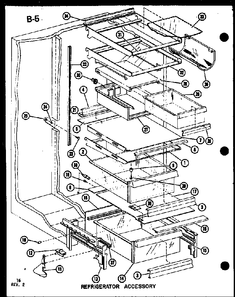 Refrigerator Accessory Diagram and Parts List for SRI19F-1-A-P75400-6WA  Amana Refrigerator