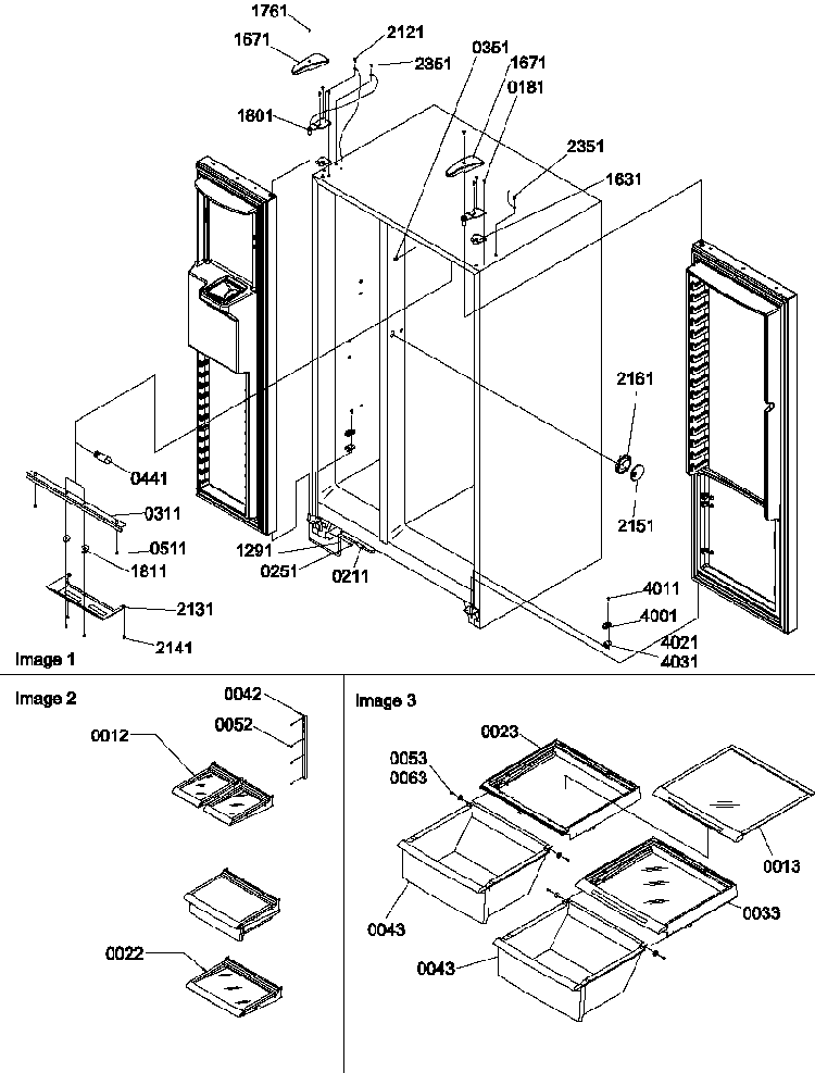 Refrigerator/freezer Lights And Hinges Diagram and Parts List for SRDE528VW-P1320403WW  Amana Refrigerator