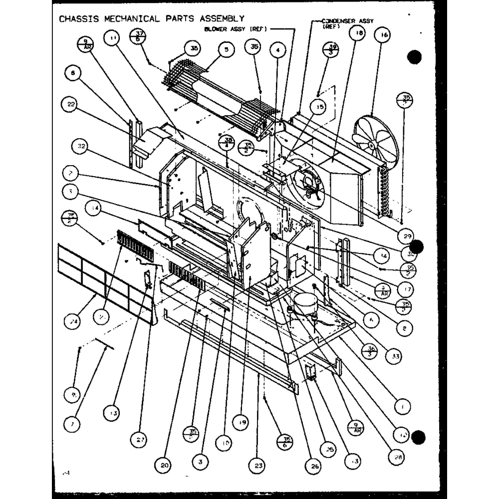 Chassis Mechanical Parts Assembly 5 Diagram and Parts List for PTC12400EC P9872415R Amana Air Conditioner