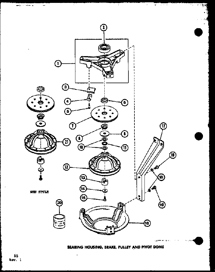 Bearing Housing Diagram and Parts List for TAA400 P77040-2W Amana Washer