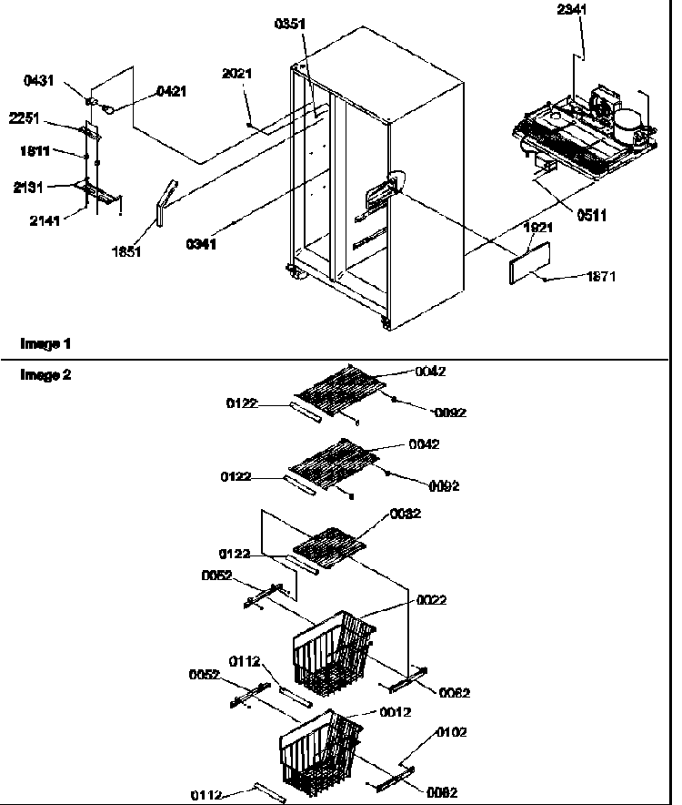 Freezer Shelves And Lights Diagram and Parts List for 58635-P1317501WE  Amana Refrigerator