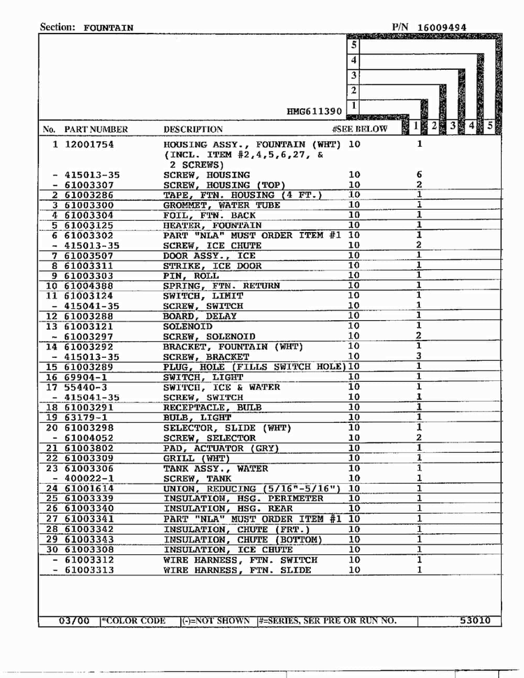 Fountain Page 2 Diagram and Parts List for HMG611390  Admiral Refrigerator