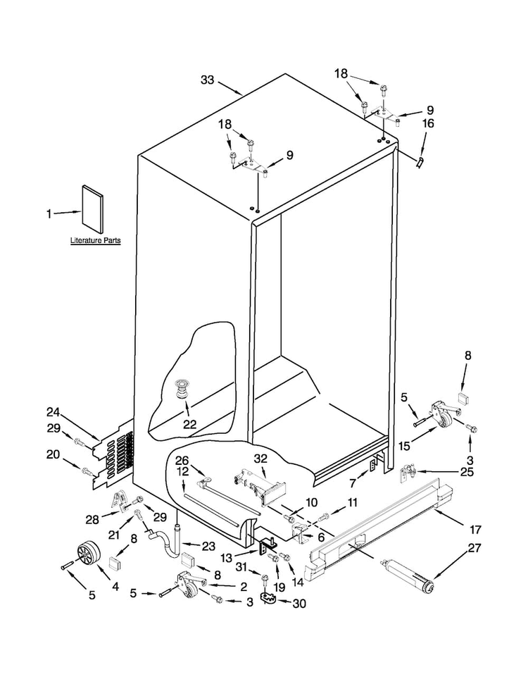 Cabinet Parts Diagram and Parts List for ASD2275BRW00  Amana Refrigerator