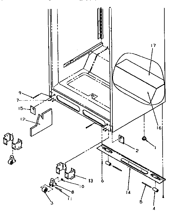 Cabinet Bottom Diagram and Parts List for TR21S4W-P1196102WW  Amana Refrigerator