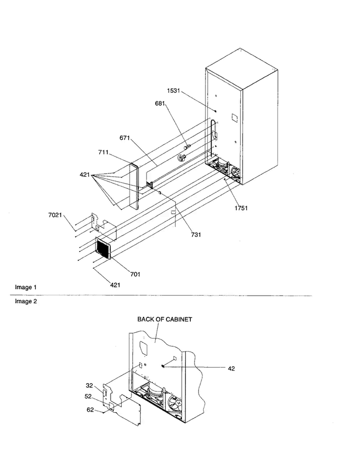 Cabinet Back Diagram and Parts List for BR18VW-P1320703WW  Amana Refrigerator