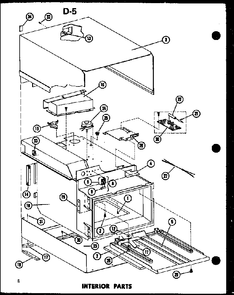 Interior Parts Diagram and Parts List for RC7A-D P72651-4M Amana Microwave