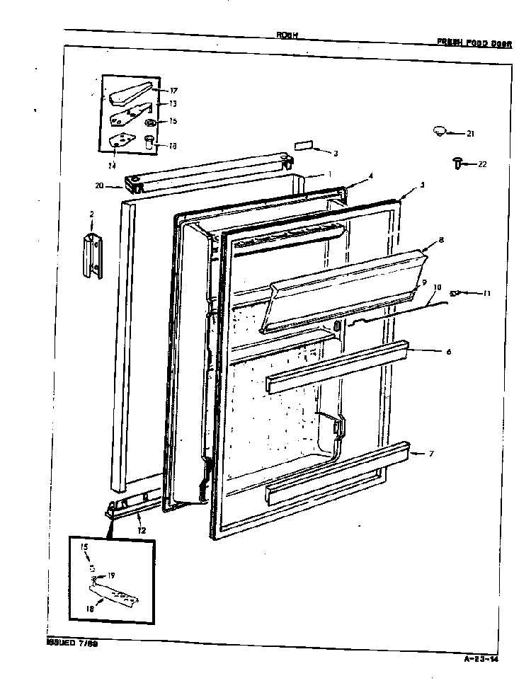 Fresh Food Door Diagram and Parts List for RC5H E7S01 Maytag Refrigerator
