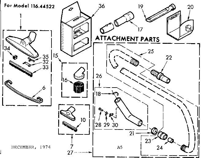 Attachment Parts Diagram and Parts List for 11644522  Kenmore Central Vacuum