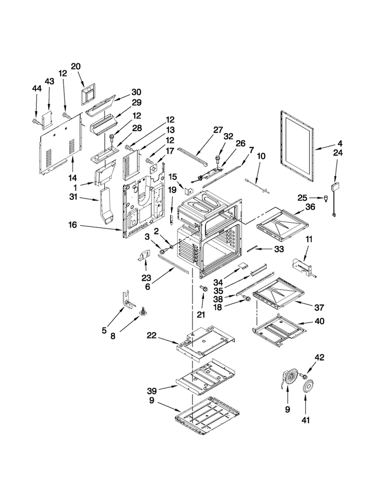 Chassis Parts Diagram and Parts List for MGR6875ADB26  Maytag Range