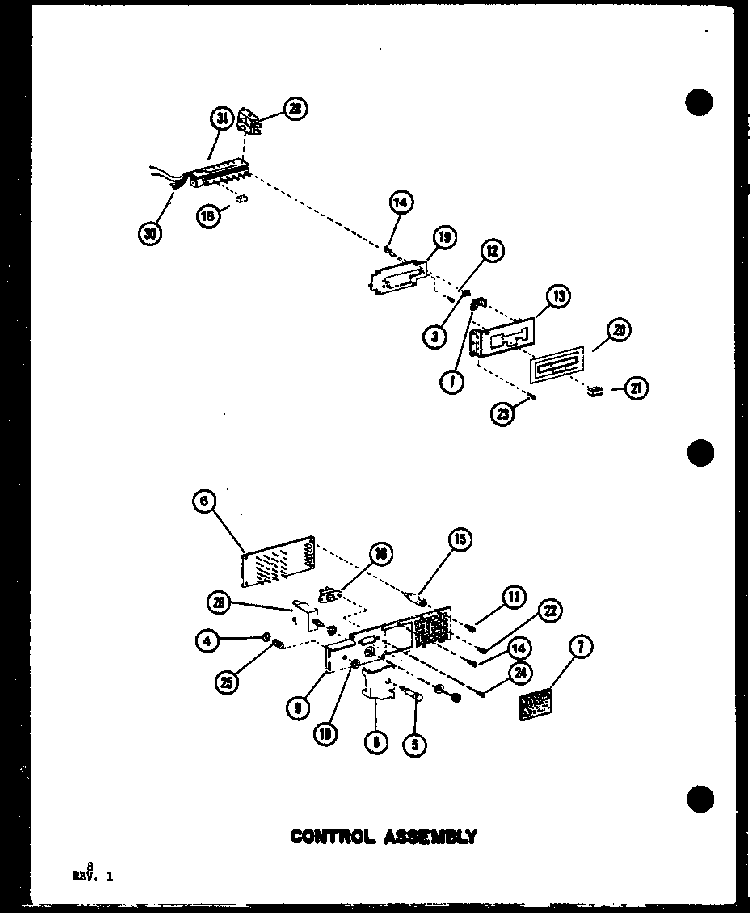 Control Assembly Diagram and Parts List for RC10B-PB P75085-16M Amana Microwave