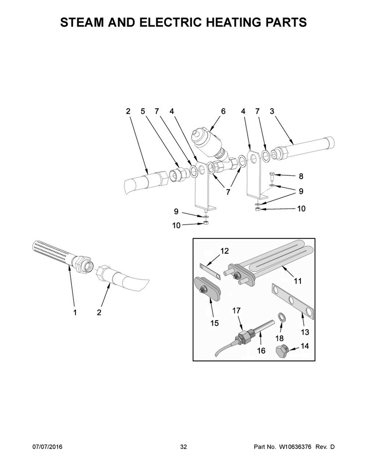 Steam And Electric Heating Parts Diagram and Parts List for MFS180PAVS  Maytag Washer