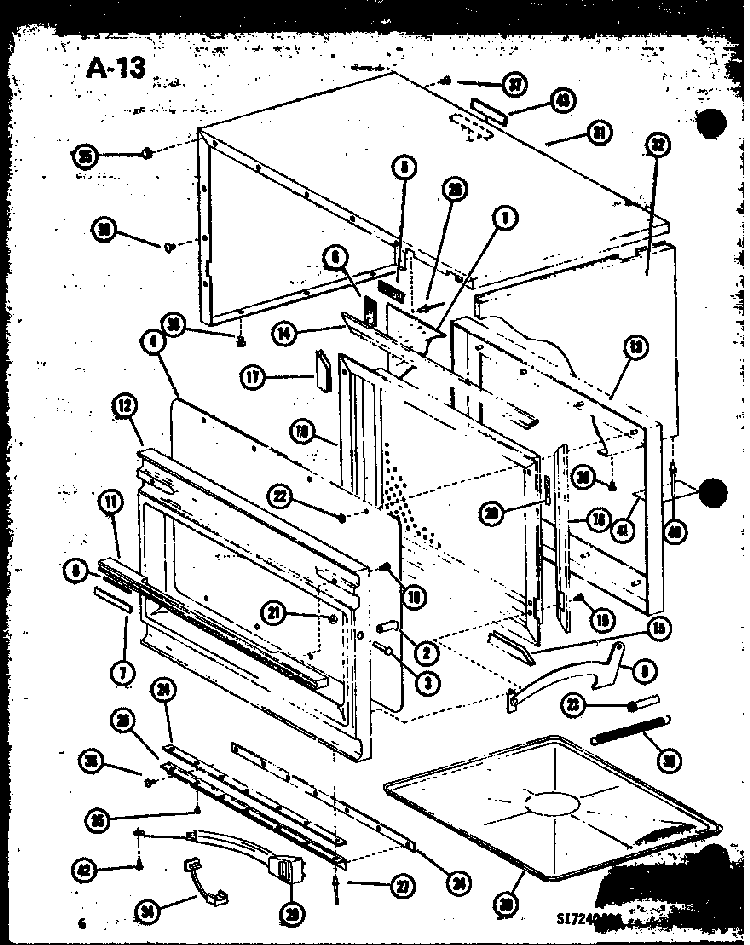Outer Cabinet Diagram and Parts List for RR-10A P74750-2M Amana Microwave