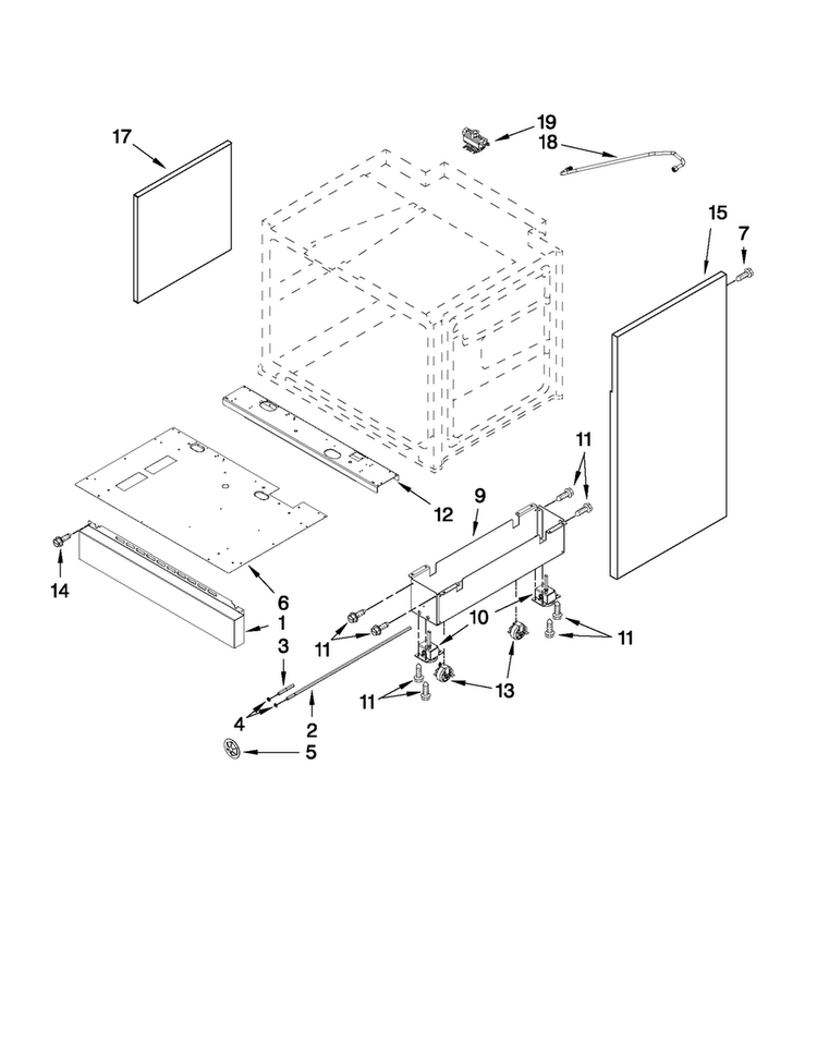 Chassis Parts Diagram and Parts List for JGRP536WP01  Jenn-Air Range