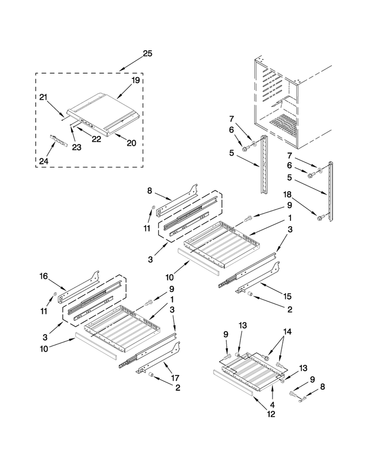 Shelf Parts Diagram and Parts List for JUW248RBCX01  Jenn-Air Wine and Beverage Cooler
