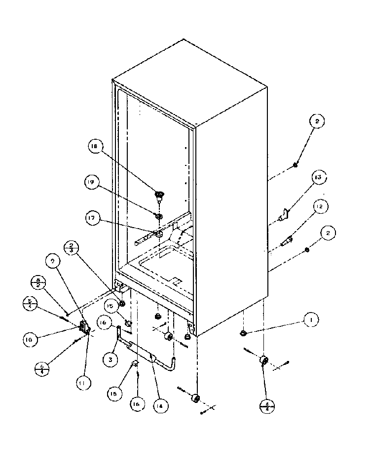 Cabinet Bottom And Back Diagram and Parts List for BZ20QW-P1125511WW  Amana Refrigerator