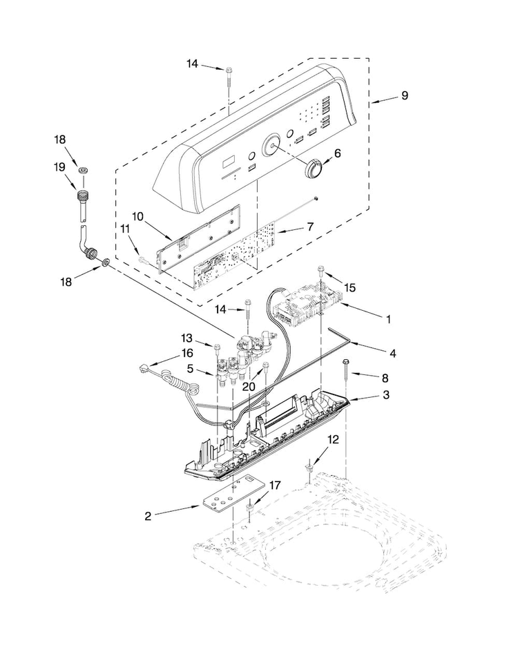 Control Panel Parts Diagram and Parts List for MVWB300WQ1  Maytag Washer