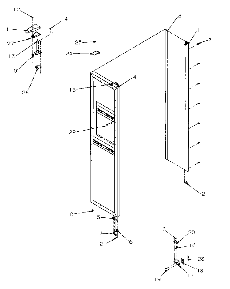 Freezer Door Diagram and Parts List for SRDE27S3W-P1190601WW  Amana Refrigerator