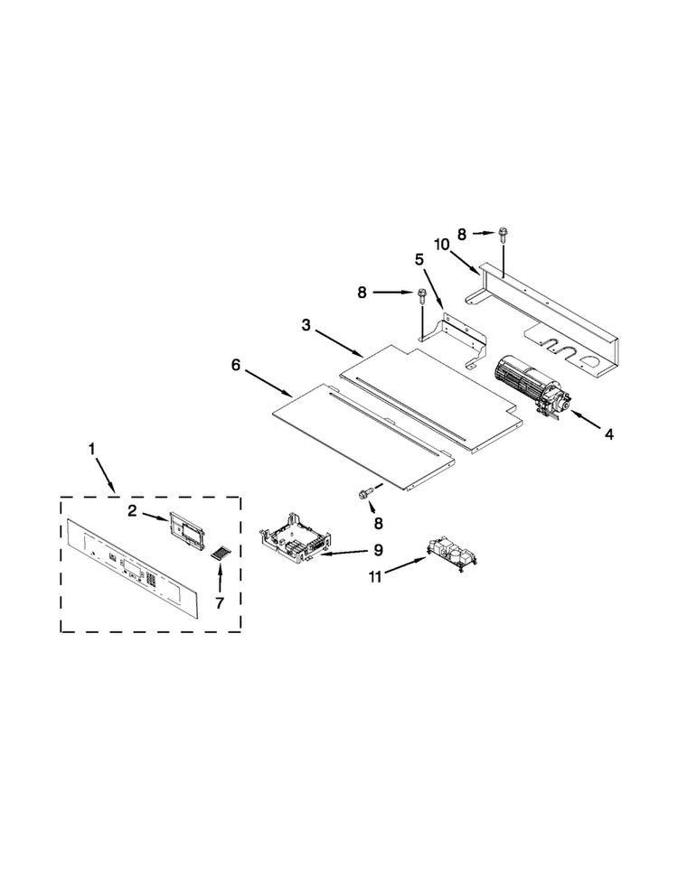Control Panel Parts Diagram and Parts List for JMW2427WS01  Jenn-Air Microwave