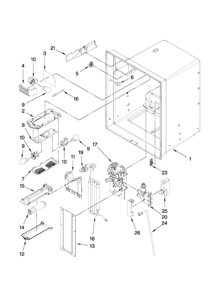 Refrigerator Liner Parts Diagram and Parts List for MFI2269VEQ1  Maytag Refrigerator