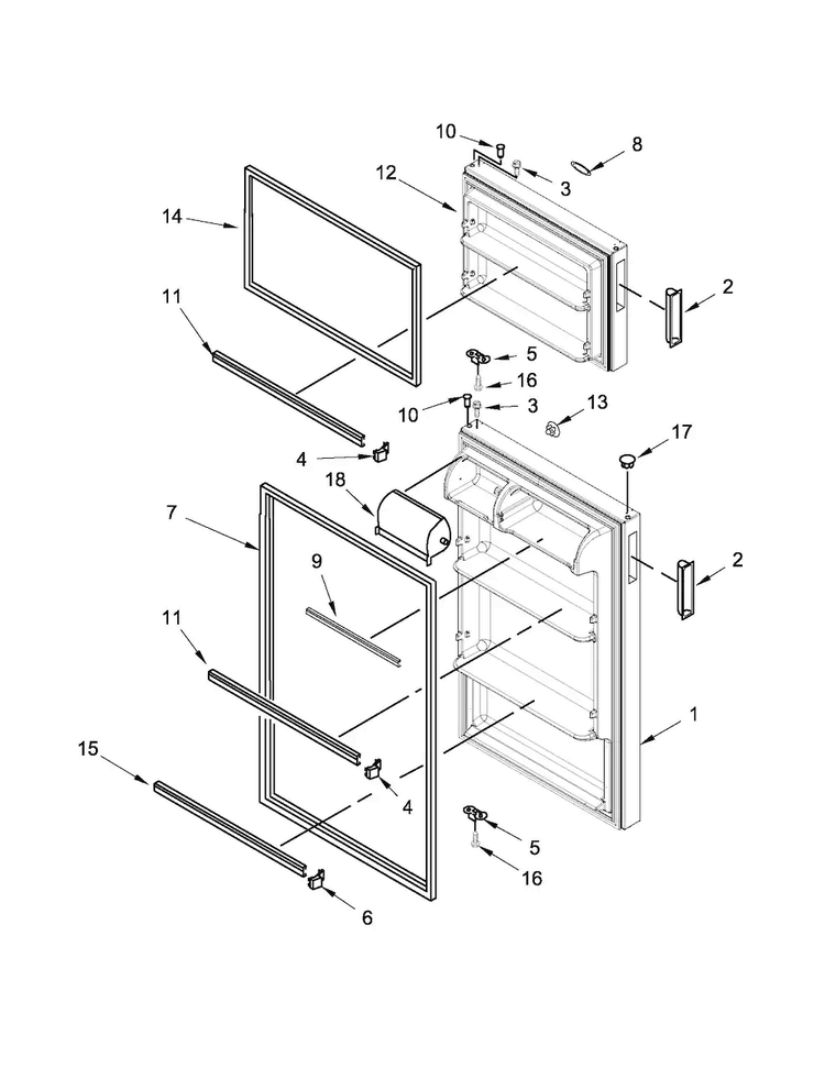 Door Parts Diagram and Parts List for A4TCNWFBB00  Amana Refrigerator