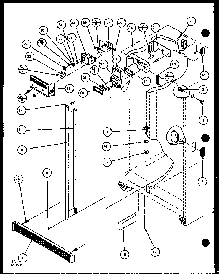 Section 1 Diagram and Parts List for SC25JP-7870114W  Amana Refrigerator