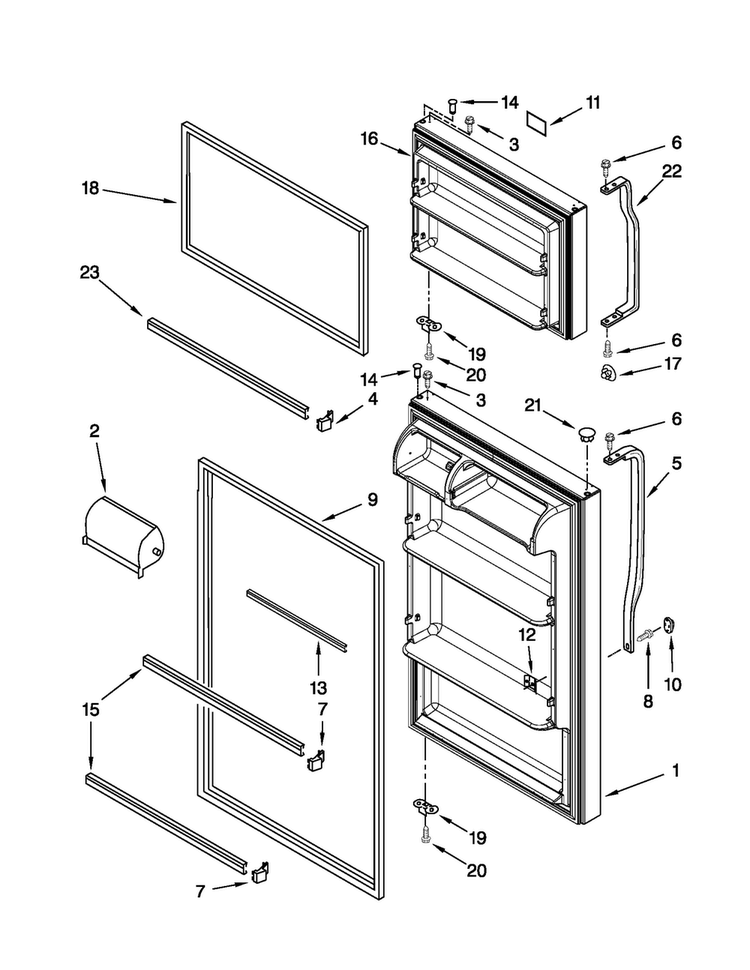 Door Parts Diagram and Parts List for A8TXEGFYW01  Amana Refrigerator