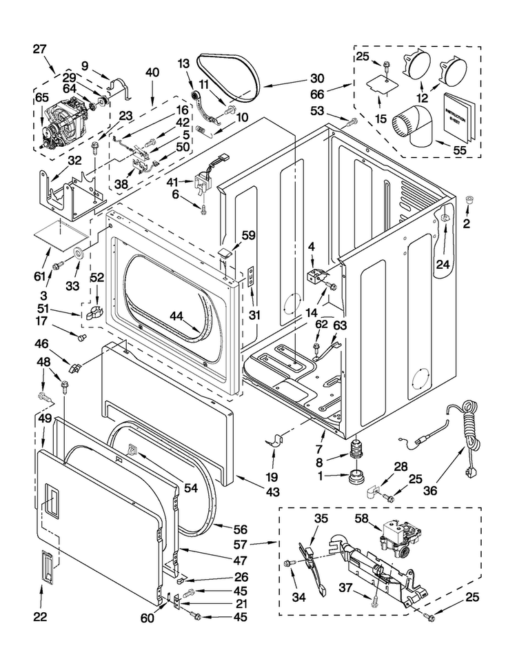 Cabinet Parts Diagram and Parts List for MDG17CSAWW2  Maytag Dryer