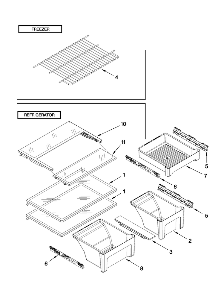 Shelf Parts Diagram and Parts List for M9RXDGFYM00  Maytag Refrigerator