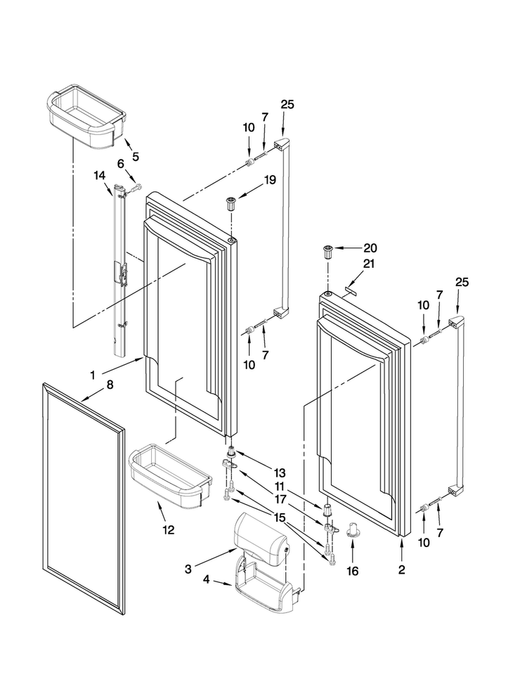 Refrigerator Door Parts Diagram and Parts List for JFC2089HEP6  Jenn-Air Refrigerator