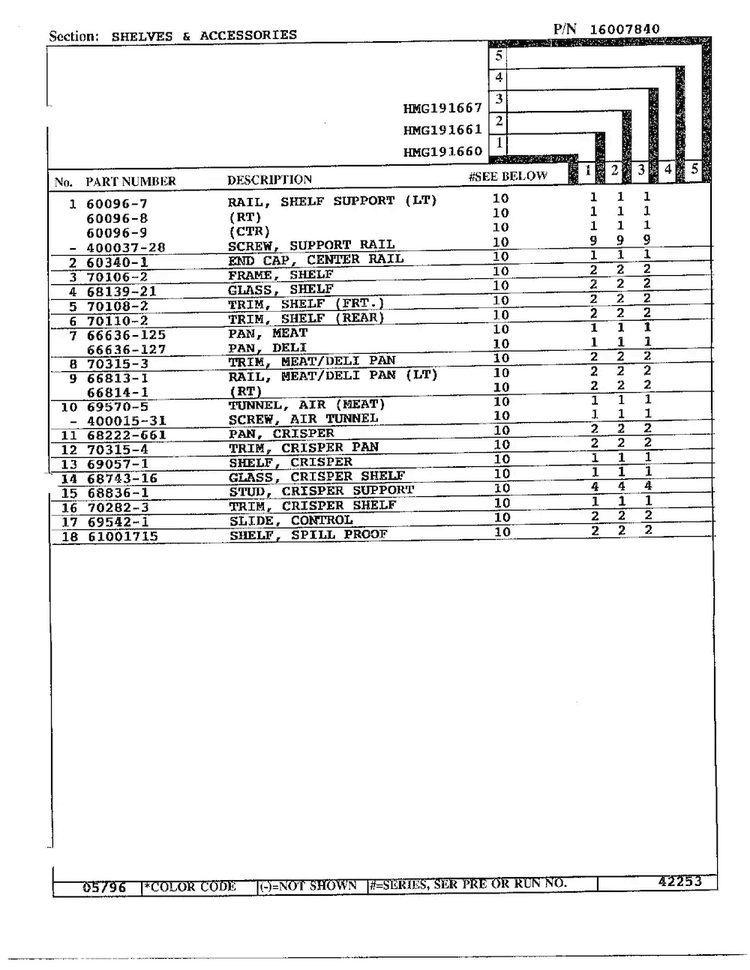 Shelves/accessories Page 2 Diagram and Parts List for HMG191660  Admiral Refrigerator