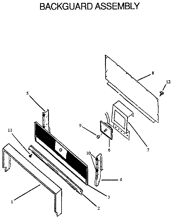 Backguard Assembly Diagram and Parts List for RLS363UW,UL-P1142377NW,L  Amana Range