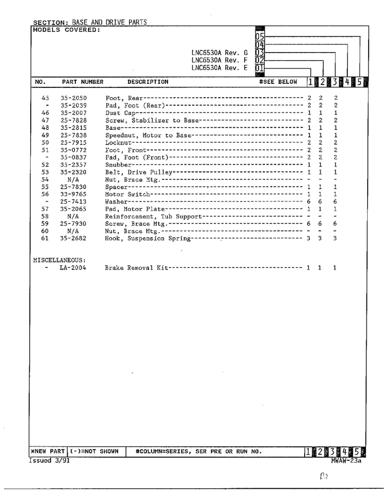 Base And Drive Parts Page 5 Diagram and Parts List for 6530A REV A Norge Washer