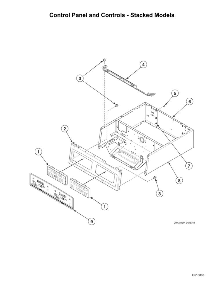 Control Panel/Controlsstacked Diagram and Parts List for LSGE5AGW113TW01 2001000001 Speed Queen Dryer