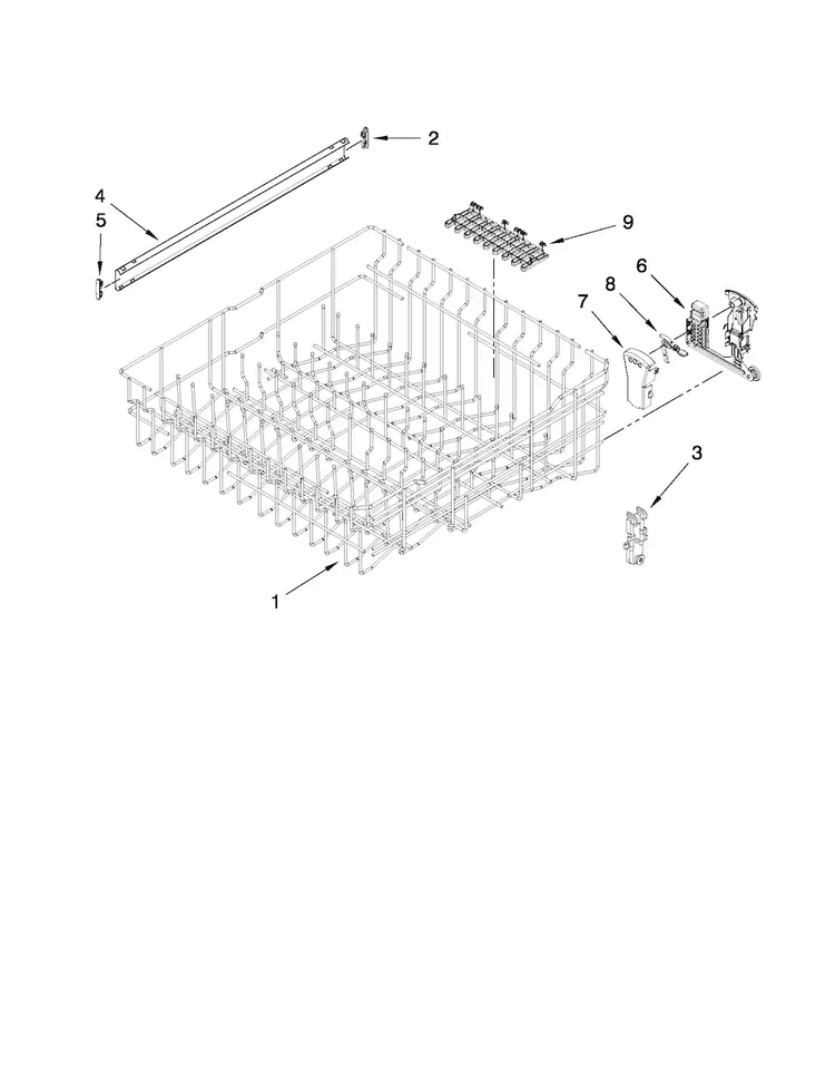 Upper Rack And Track Parts Diagram and Parts List for MDB8959AWB5  Maytag Dishwasher