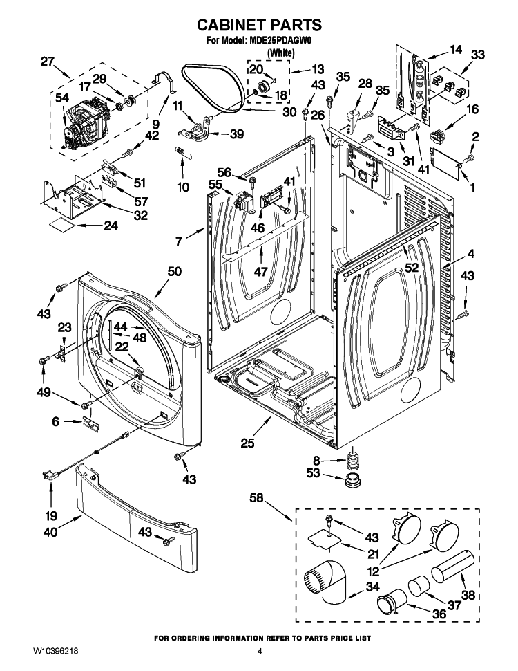 CABINET PARTS Diagram and Parts List for MDE25PDAGW0  Maytag Dryer