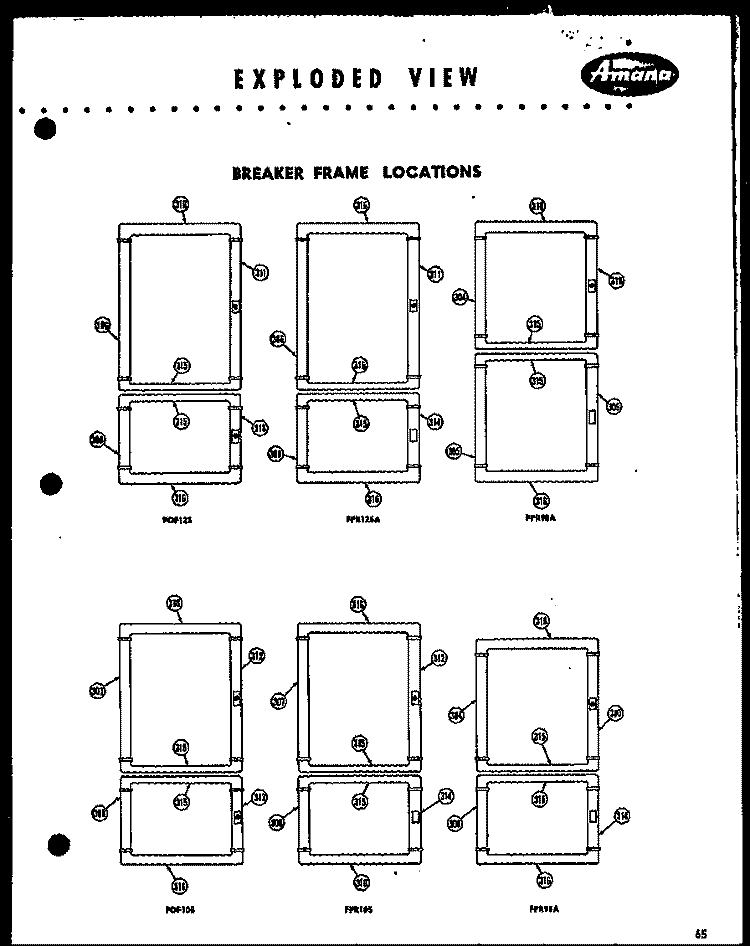 BREAKER FRAME LOCATIONS Diagram and Parts List for FPR105L  Amana Refrigerator