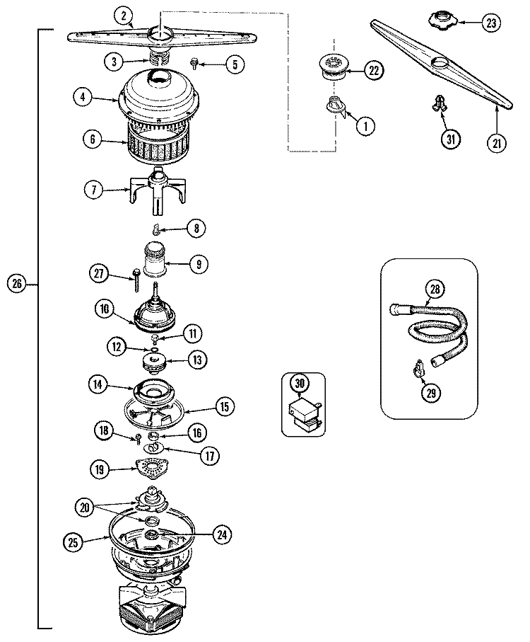 PUMP & MOTOR Diagram and Parts List for DWU7560AAM  Maytag Dishwasher