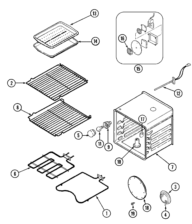 OVEN Diagram and Parts List for WW27210W  Jenn-Air Wall Oven