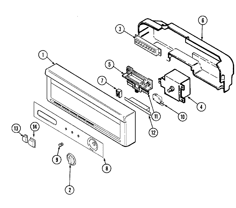 CONTROL PANEL Diagram and Parts List for DWU9202AAM  Maytag Dishwasher