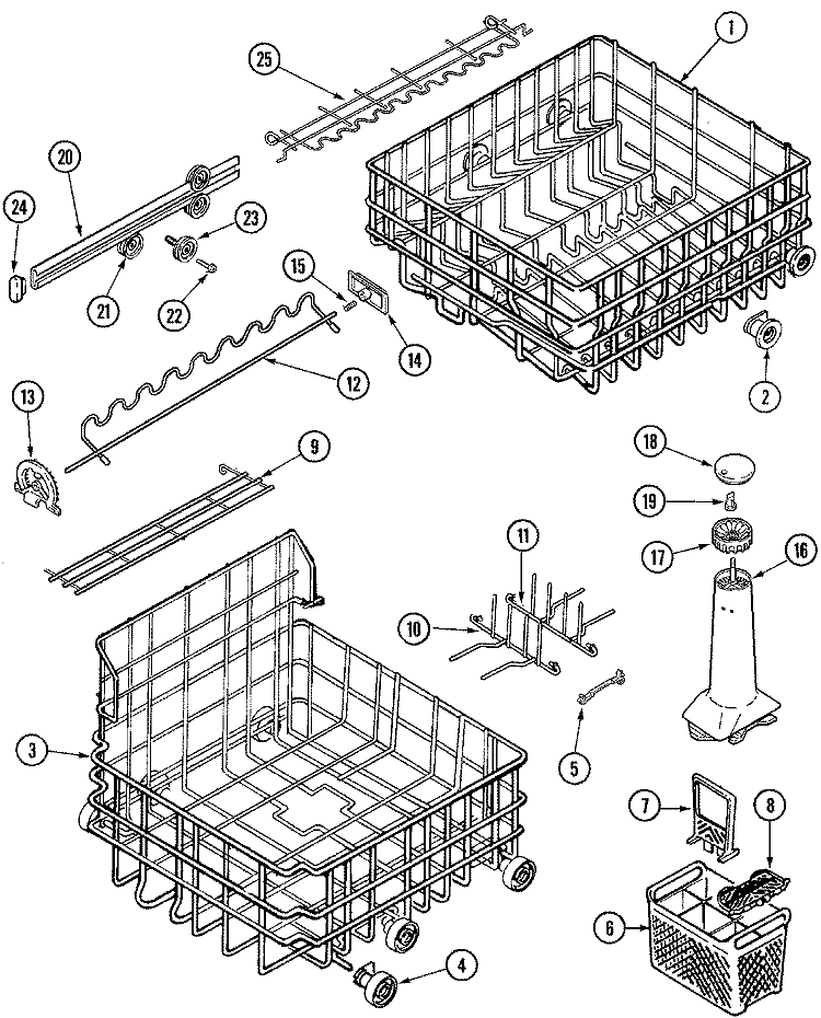 TRACK & RACK ASSEMBLY Diagram and Parts List for DWU7402AAE  Maytag Dishwasher
