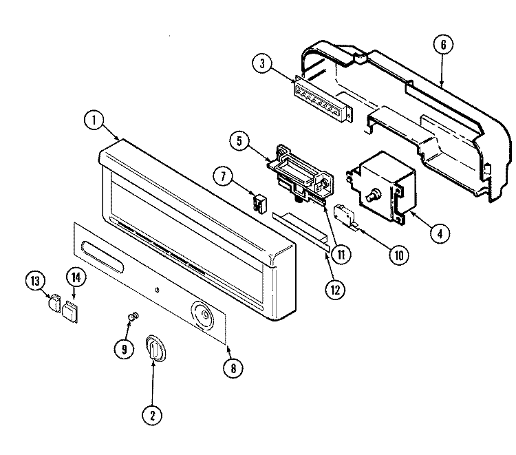 CONTROL PANEL Diagram and Parts List for DWU8702AAM  Maytag Dishwasher