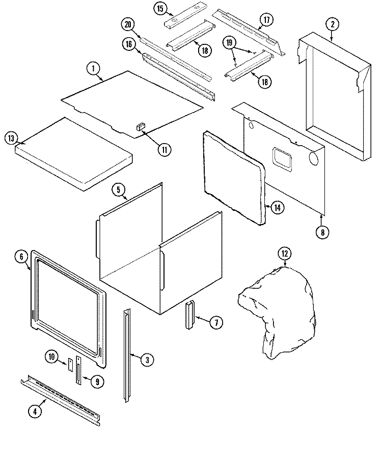 BODY Diagram and Parts List for WM27260B  Jenn-Air Microwave Oven Combo