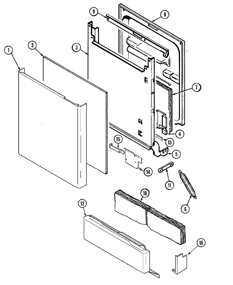 DOOR (DWU7402AAM) Diagram and Parts List for DWU7402AAM  Maytag Dishwasher