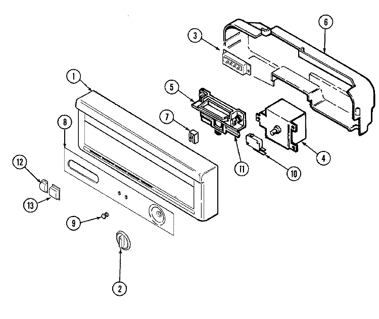 CONTROL PANEL Diagram and Parts List for DWU5902AAE  Maytag Dishwasher