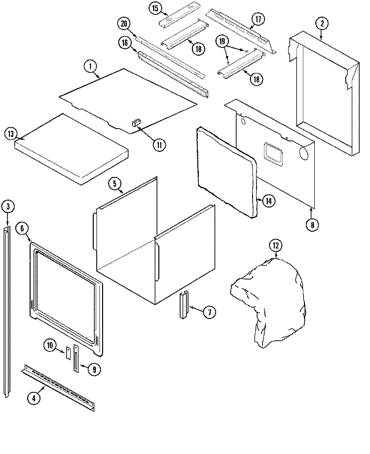 BODY Diagram and Parts List for WM30460W  Jenn-Air Microwave Oven Combo